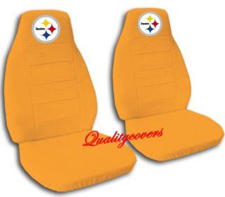 Orange Pittsburgh seat covers for a 2007 to 2012 Chevrolet Silverado