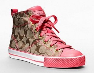  Coach Franca High Top Fashion Sneaker (Khaki/Pink, 9.5) Shoes