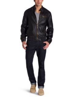 Levis Mens Faux Leather Bomber Jacket Clothing