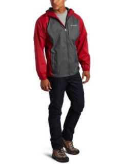 Columbia Mens Tall Straight Line Rain Jacket, Grill/Red