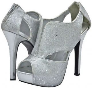  Qupid Gaze 120 Silver Glitter Women Platform Pumps, 10 M US Shoes