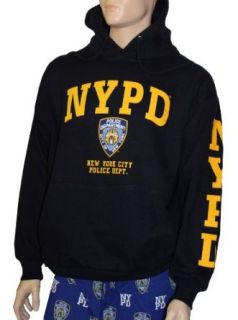 NYPD Hoodie Yellow Sleeve Print Sweatshirt Navy Blue
