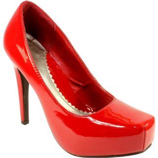 Red Square Toe High Heel Consealed Platform Shoes Size 10 Shoes