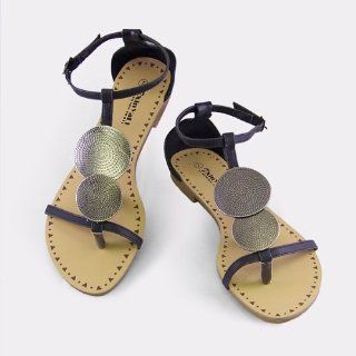 Grey Silver Wafer Flats Sandals Womens Shoes Shoes