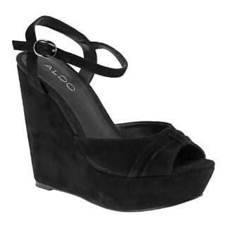  ALDO Schlender   Women Wedge Sandals   Black Suede   9 Shoes