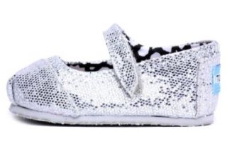 Toms Kids Silver Mary Jane Glitter, Tiny 3 Shoes