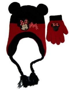 Girls Minnie Mouse Knit Hat and Gloves Set Clothing