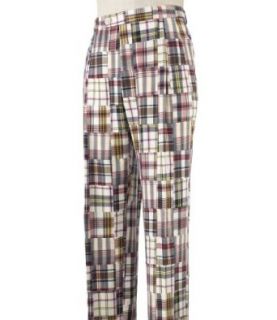 Madras Pants in Pleated front (CREAM/RED, 48 32 INSEAM