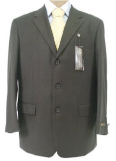 Caravelli Mens SB 3 Button Solid Dark Olive Suit   Size