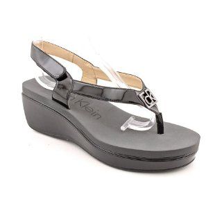 Klein Womens Wyomi Two Tone Patent Flatform Wedge Sandals Shoes