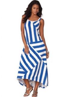 Denim 24/7 Womens Plus Size Stripe Maxi Dress Clothing