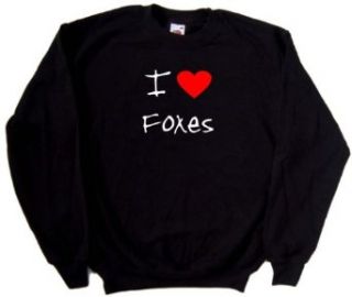 I Love Heart Foxes Black Sweatshirt Clothing