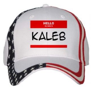 HELLO my name is KALEB USA Flag Hat / Baseball Cap