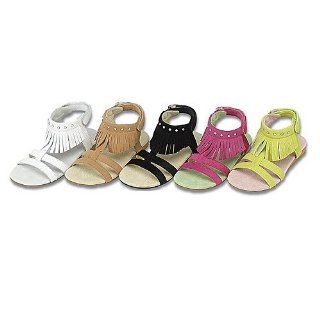 Girls Shoes Suede Fringe Jeweled Strap Sandals 7 4 IM Link Shoes