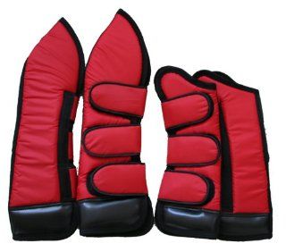 Full Length Set of Four Horse Shipping Boots Red Sports