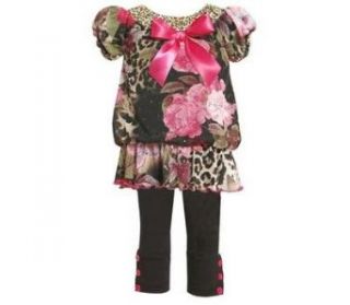 Bonnie Jean Baby Girls Floral Chiffon Leopard Trim Dress