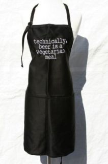 Black Embroidered Apron Technically Beer is a Vegetarian