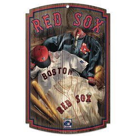 Boston Red Sox Wood Sign w/ Throwback Jersey Sports
