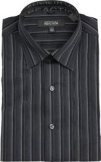 Long Sleeve Dress Shirt (17.5 Neck 34/35, Black/Gray) Clothing