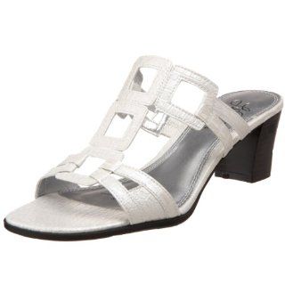 LifeStride Womens Square Off Sandal,White Pale Croco,9.5 M US Shoes