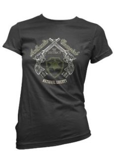 Authentic Cowgirl Womens T shirt, Pistols and Badge Ladies