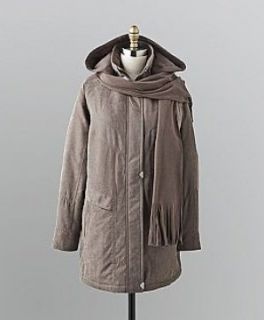 Mackintosh Microfiber Winter Coat and Fleece Scarf, Taupe