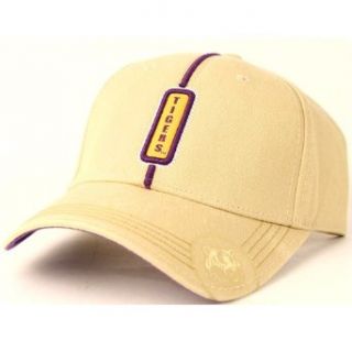 LSU Tigers Khaki Center Stripe Adjustable Baseball Hat
