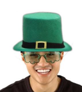 St. Patricks Day Irish Velvet Top Hat With Gold Buckle