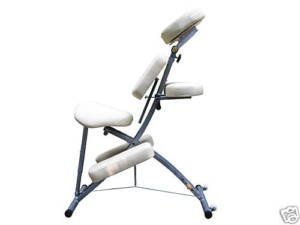 Cream Foldable Steel Portable Massage Chair w/Wheels