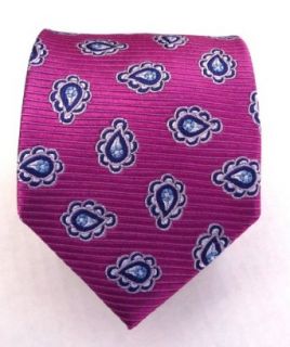 100% Silk Woven Fuschia Paisley Tie Clothing