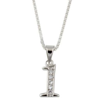 Sterling Silver Cubic Zirconia Number 1 Necklace