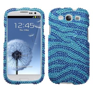 MyBat Samsung Galaxy S III/S3 Blue Zebra Rhinestone Case