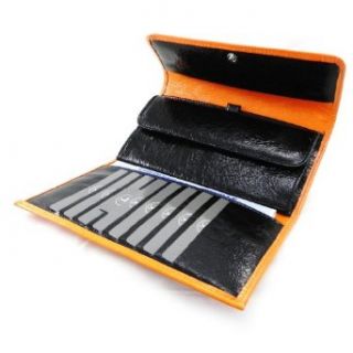 Wallet + checkbook holder leather Frandi orange black