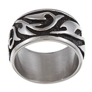 Black ion plated Stainless Steel Mens Swirl Band