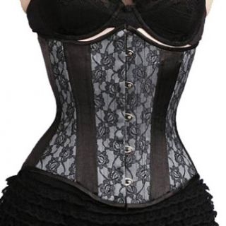 Blue Silk with Black Lace Underbust Corset Clothing