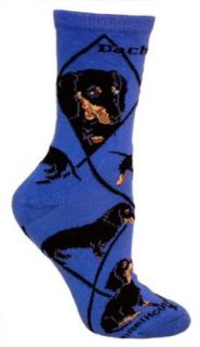 Black Dachshund Dog Blue Cotton Ladies Socks Clothing