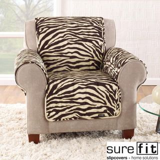 Velvet Zebra Brown Chair Cover