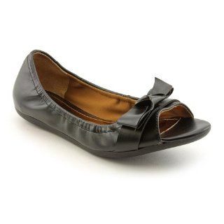 Ophelia Womens Size 6.5 Black Peep Toe Synthetic Flats Shoes Shoes