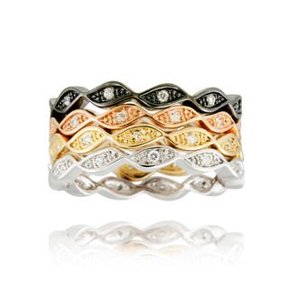 Icz Stonez Multi color Plating Cubic Zirconia Stackable Eternity Rings