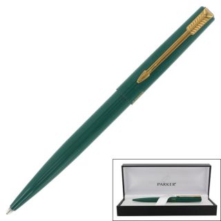 Parker 15 Green Lacquer Gold Trim Ballpoint Pen