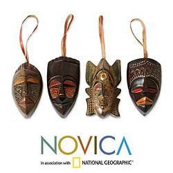 Set of 4 Sese Wood Festive Masks Ornaments (Ghana) Today $41.99