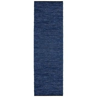 Hand woven Matador Blue Leather Rug (26 x 12)