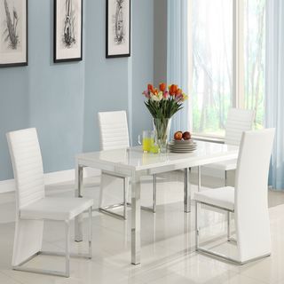ETHAN HOME Reynold White Metal Sleek Modern 5 piece Dining Set