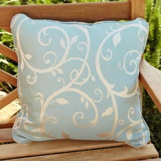 Clara Blue/ Beige Swirl 22 inch Square Outdoor Sunbrella Pillows (Set