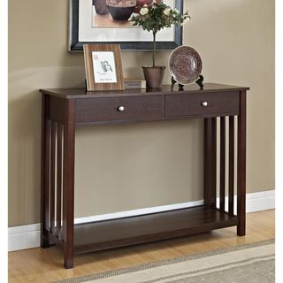 Mission Style Espresso Console Sofa Table with Drawer