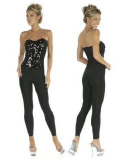 Black Sequin Strapless Jumpsuit   MEDIUM Clothing