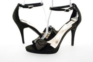 Alfani Joan Peep Toe Ankle Strap Pump Heel Shoe Black Satin 9.5 Shoes