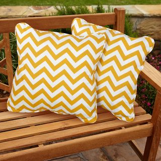 Chevron Yellow Square Corded Outdoor Pillows (Set of 2)