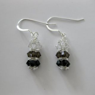 Silver, Smokey and Black Bar Crystal Earrings (USA) Today $18.39