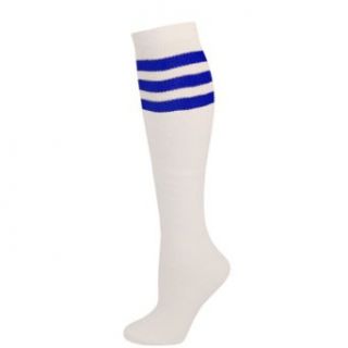 AJs Retro Knee High Tube Socks   White, Royal Blue M